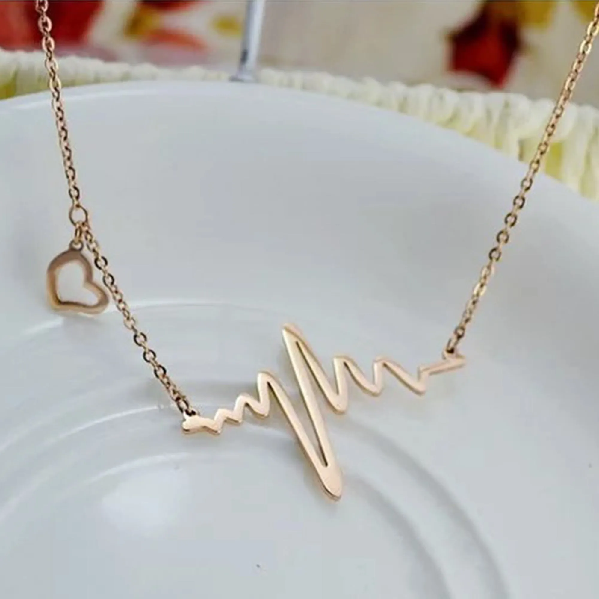 Gold Plated Heartbeat Pendant
