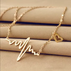 Gold Plated Heartbeat Pendant