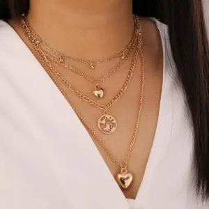 Gold Plated Layered Heart Earth Pendant
