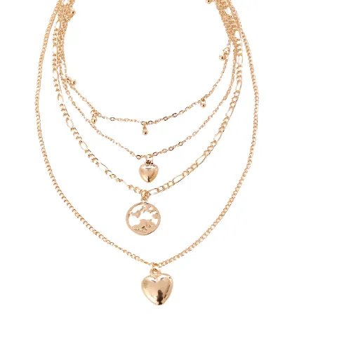 Gold Plated Layered Heart Earth Pendant