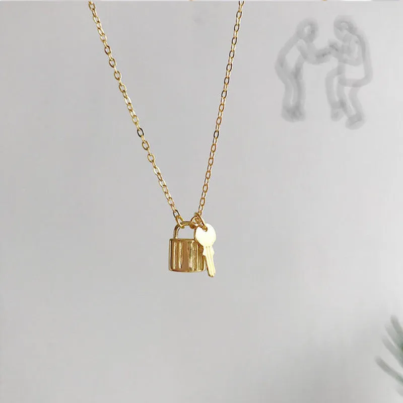 Gold Plated Lock and Key Pendant
