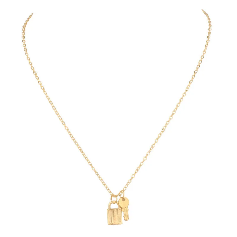 Gold Plated Lock and Key Pendant