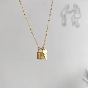 Gold Plated Lock and Key Pendant