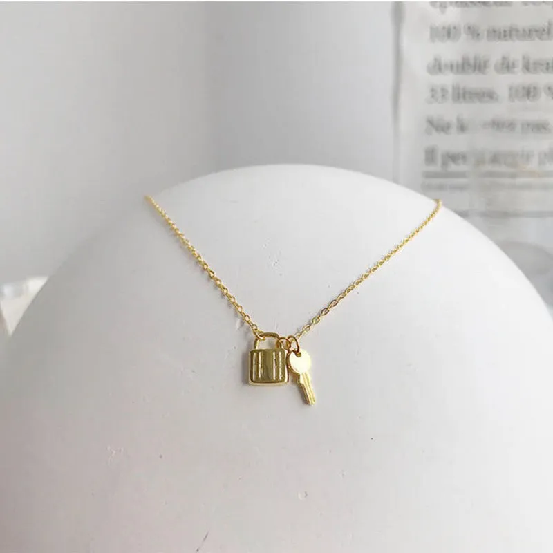 Gold Plated Lock and Key Pendant