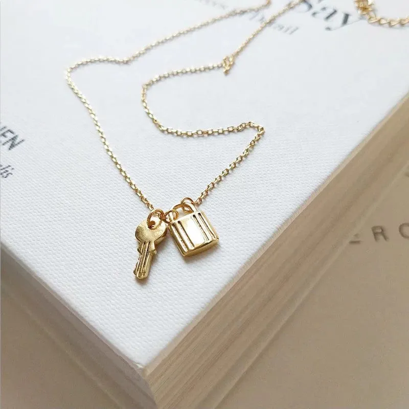 Gold Plated Lock and Key Pendant