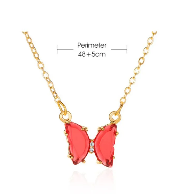Gold Plated Red Crystal Butterfly Pendant