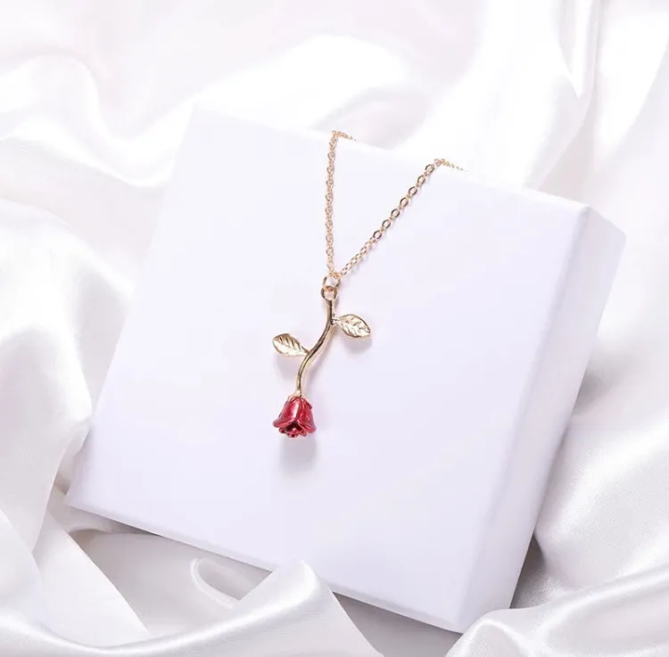 Gold Plated Red Rose Pendant