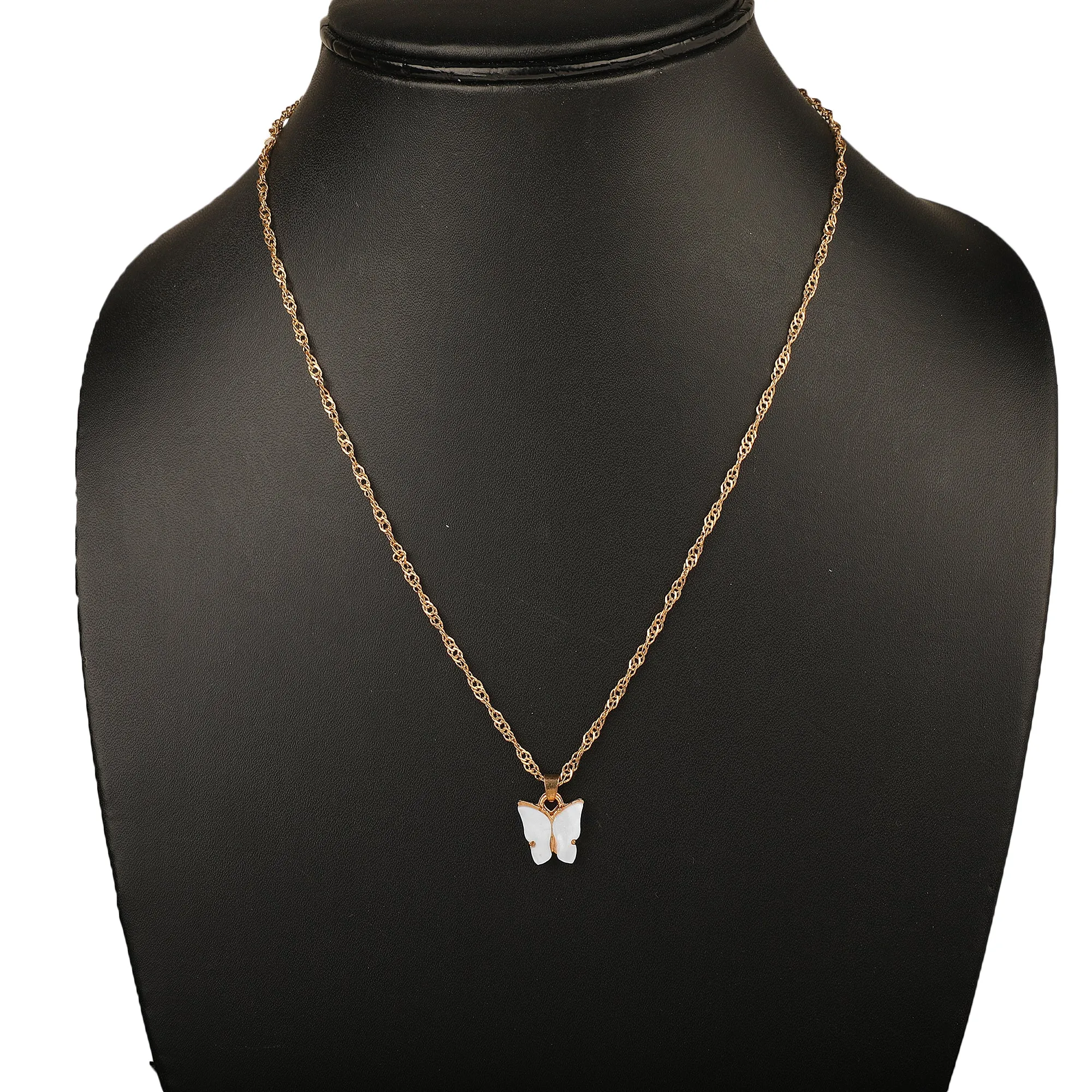 Gold Plated White Butterfly Pendant