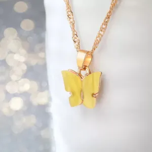 Gold Plated Yellow Butterfly Pendant