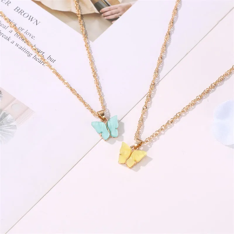 Gold Plated Yellow Butterfly Pendant