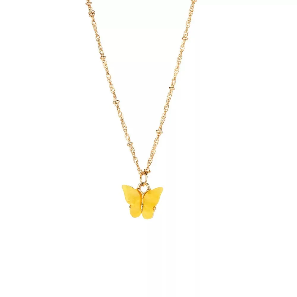 Gold Plated Yellow Butterfly Pendant