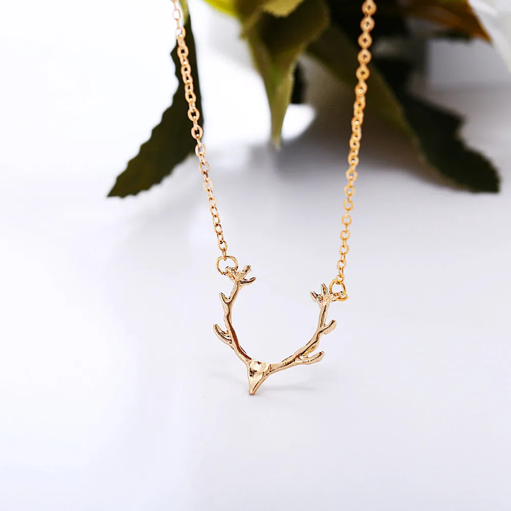 Golden Reindeer Animal Horn Pendant