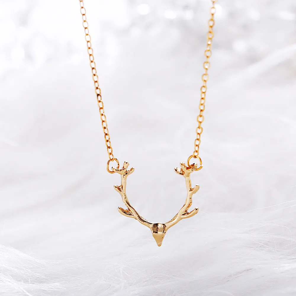 Golden Reindeer Animal Horn Pendant