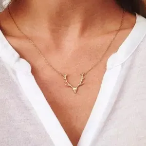 Golden Reindeer Animal Horn Pendant