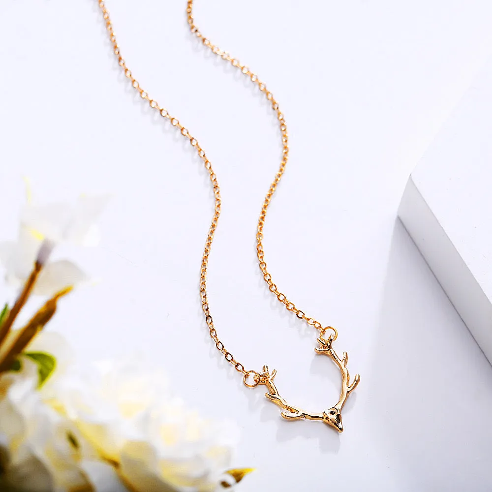 Golden Reindeer Animal Horn Pendant