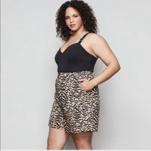 Good American Plus Size Boss Zebra Print Shorts 22