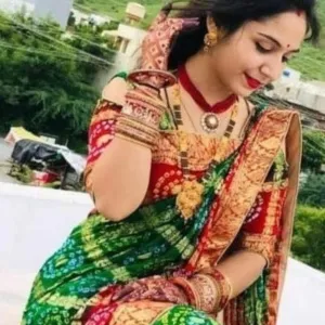 Green Bandhej Banarasee Silk Saree