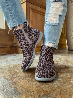 Grey Leopard Plush-Lined Low Ankle Boot