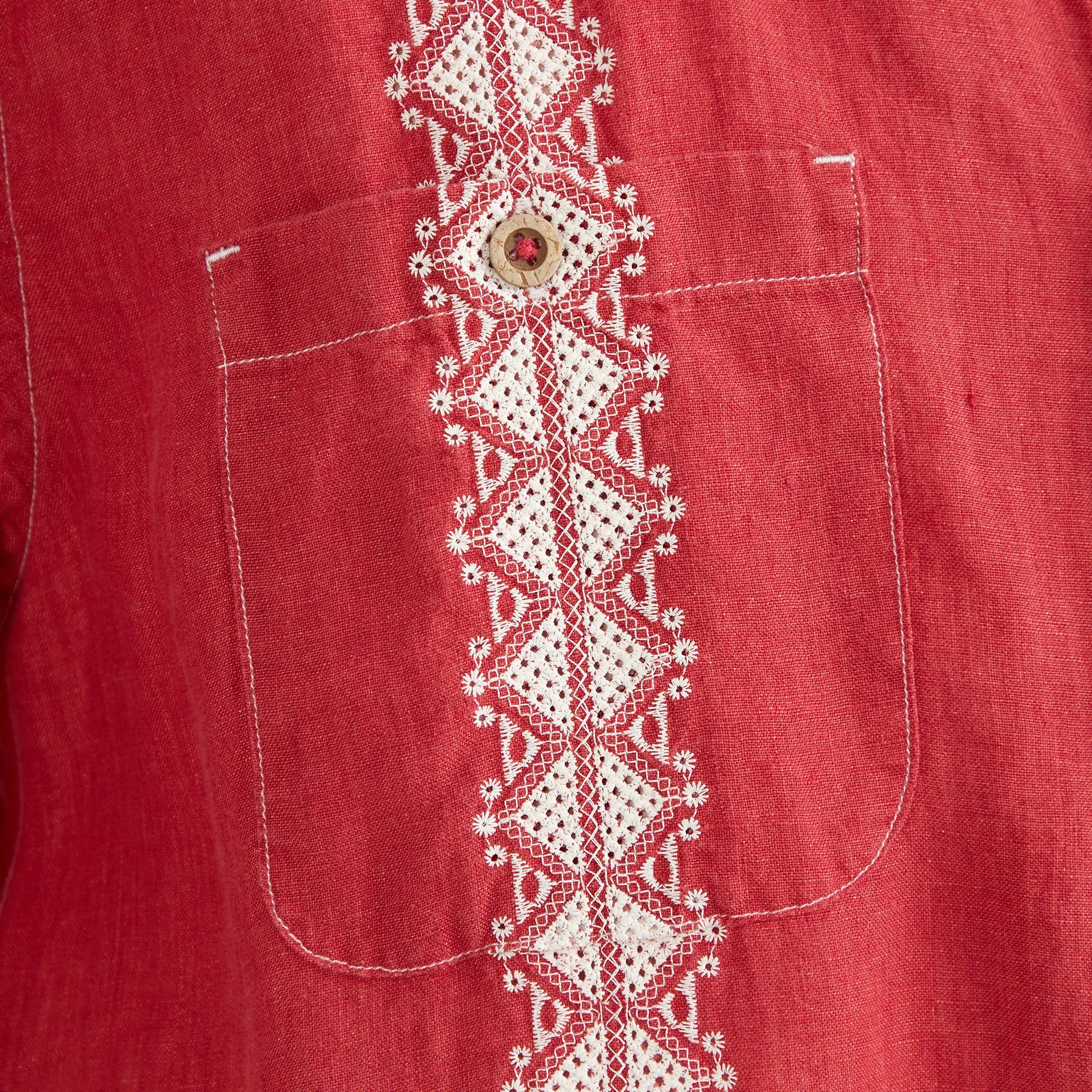 Habanero Embroidered Linen Shirt - Tall