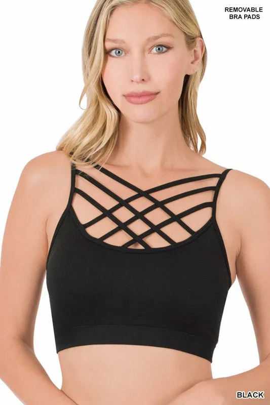 Hazel Blues® |  SEAMLESS TRIPLE CRISS-CROSS BUILT-IN BRA BRALETTE