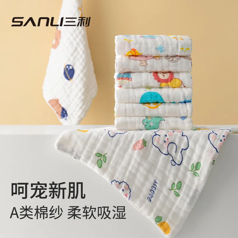 INSTOCK-six-layer pure cotton face newborn baby square towel