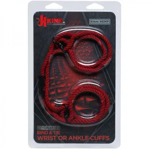 Kink Hogtied Bind & Tie Hemp Wrist Or Ankle Cuffs Red