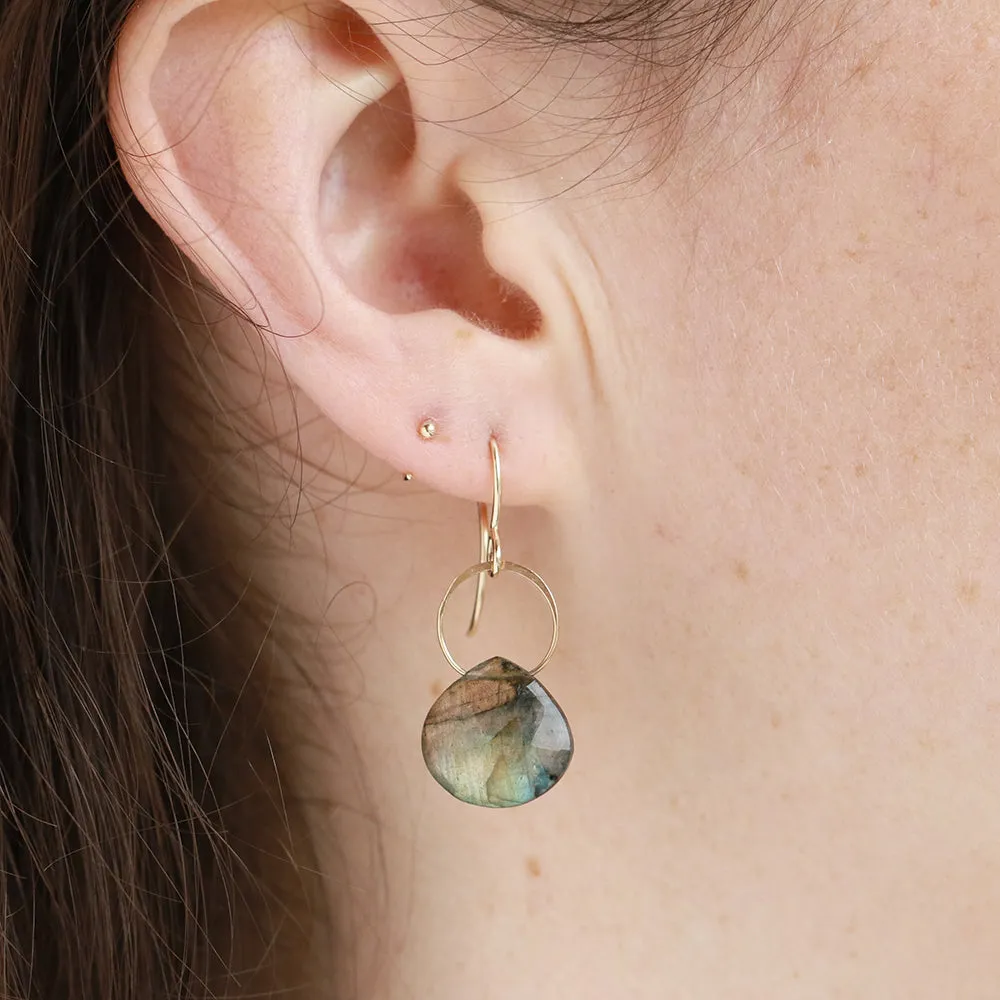 Large Labradorite Single Drop Earrings