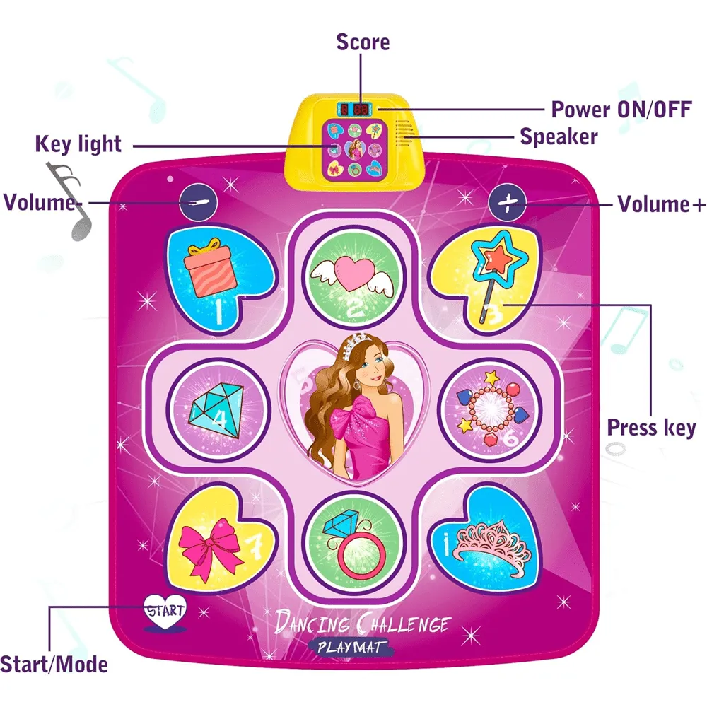 Light Up Musical Dance Mat For Kids 3-12 Years Old with 6 Game Modes
