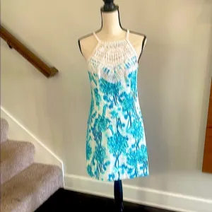 Lilly Pulitzer Blue and White Halter Mini Sundress