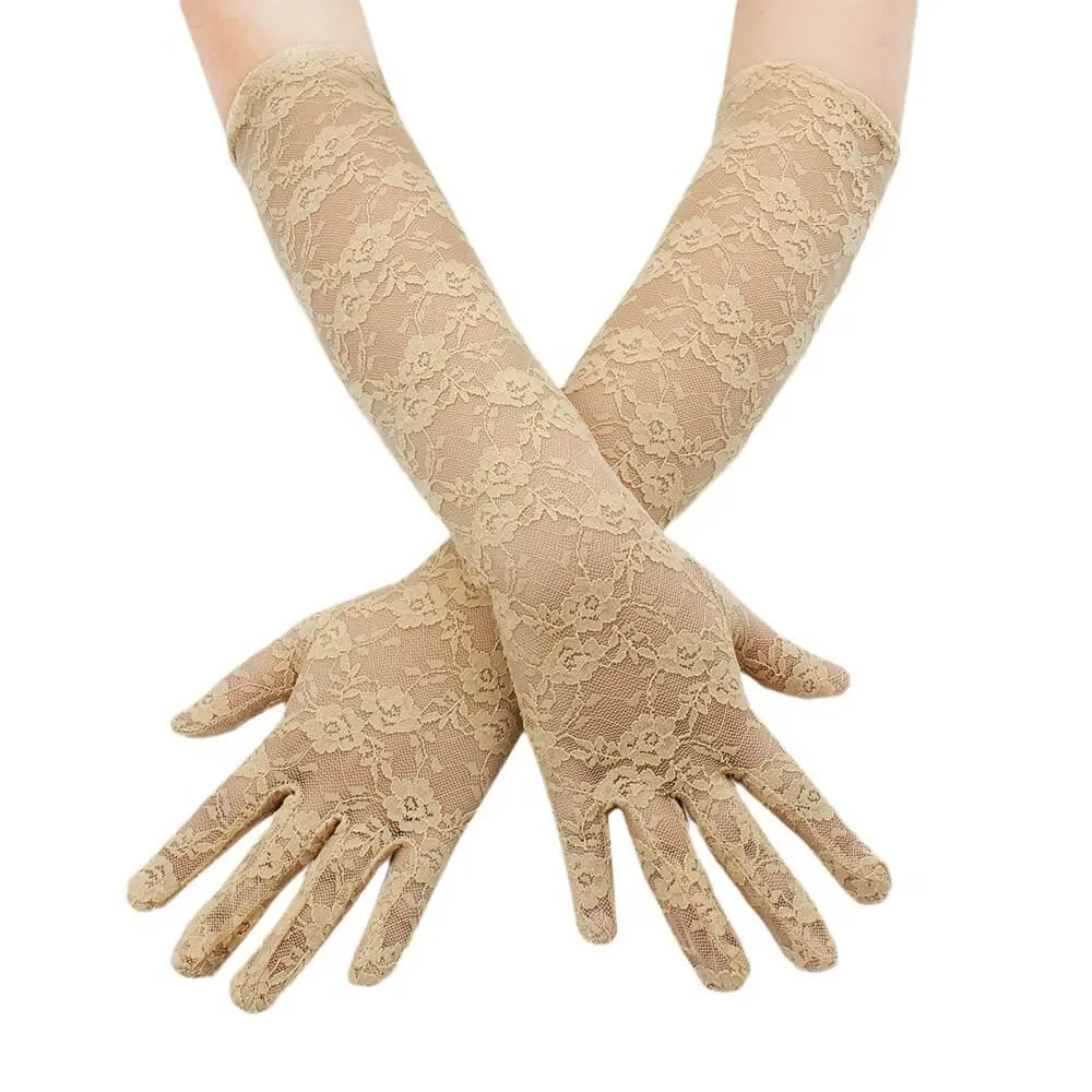 Long Lace Mesh Gloves
