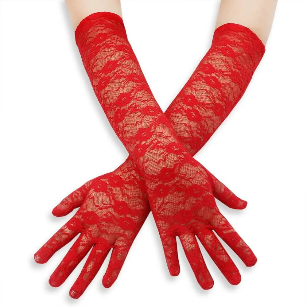 Long Lace Mesh Gloves