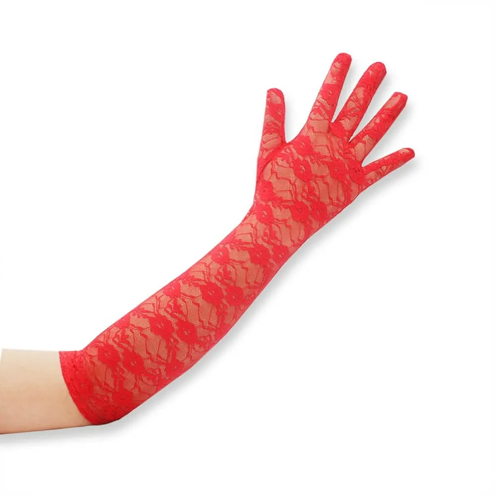 Long Lace Mesh Gloves