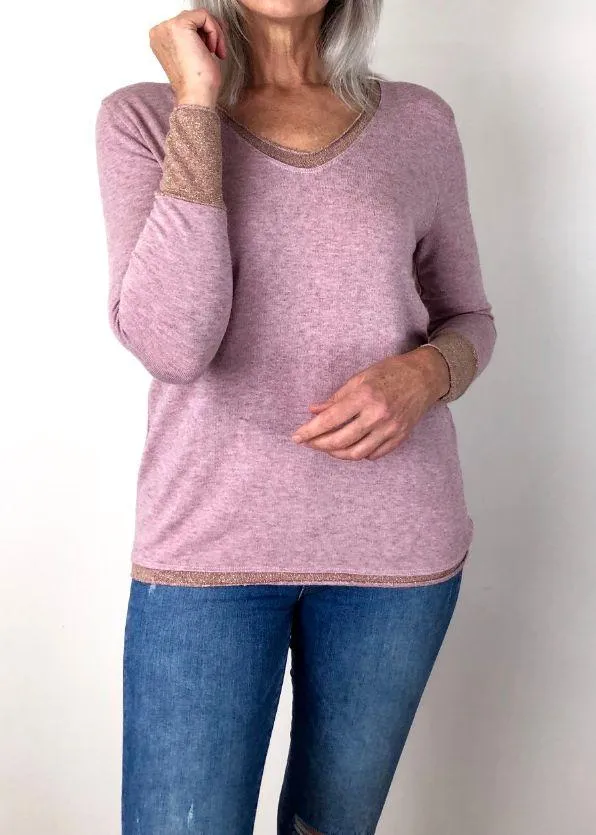 LOVE FROM ITALY Soft Jumper V Neck - Soft Pink