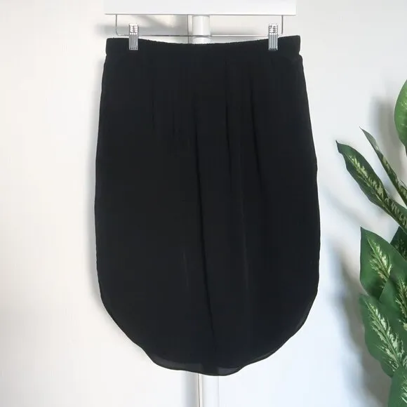 Madewell Black 100% Silk Mid-length Straight Island Skirt Elastic Waist XS