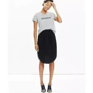 Madewell Black 100% Silk Mid-length Straight Island Skirt Elastic Waist XS