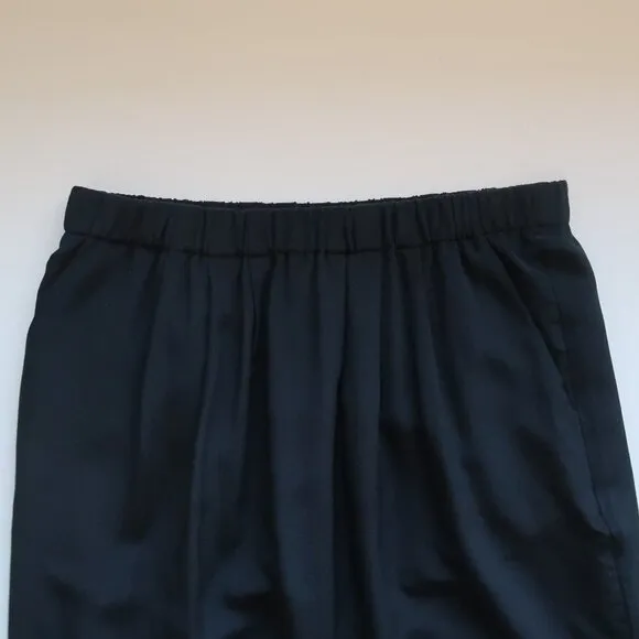 Madewell Black 100% Silk Mid-length Straight Island Skirt Elastic Waist XS