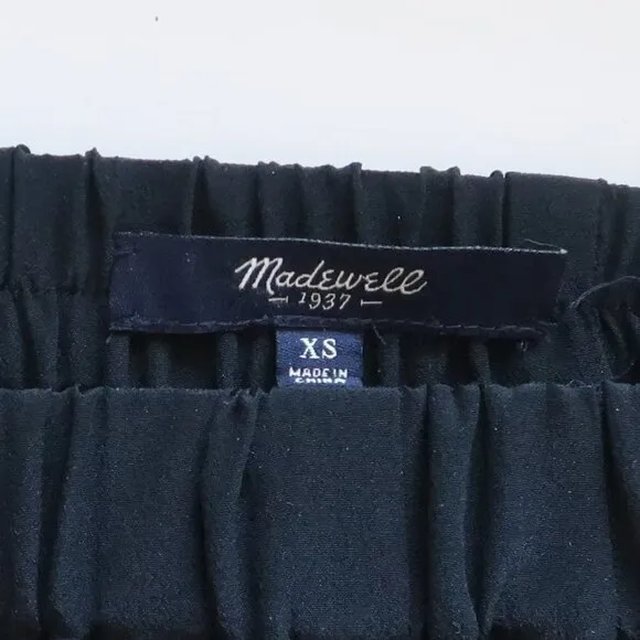Madewell Black 100% Silk Mid-length Straight Island Skirt Elastic Waist XS