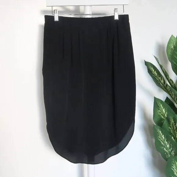 Madewell Black 100% Silk Mid-length Straight Island Skirt Elastic Waist XS