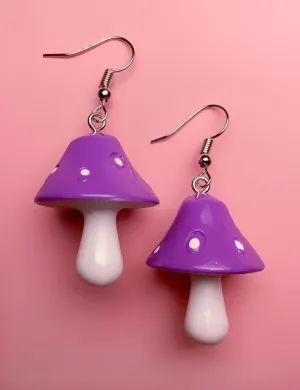 MAGIC MUSHROOM EARRINGS - PURPLE