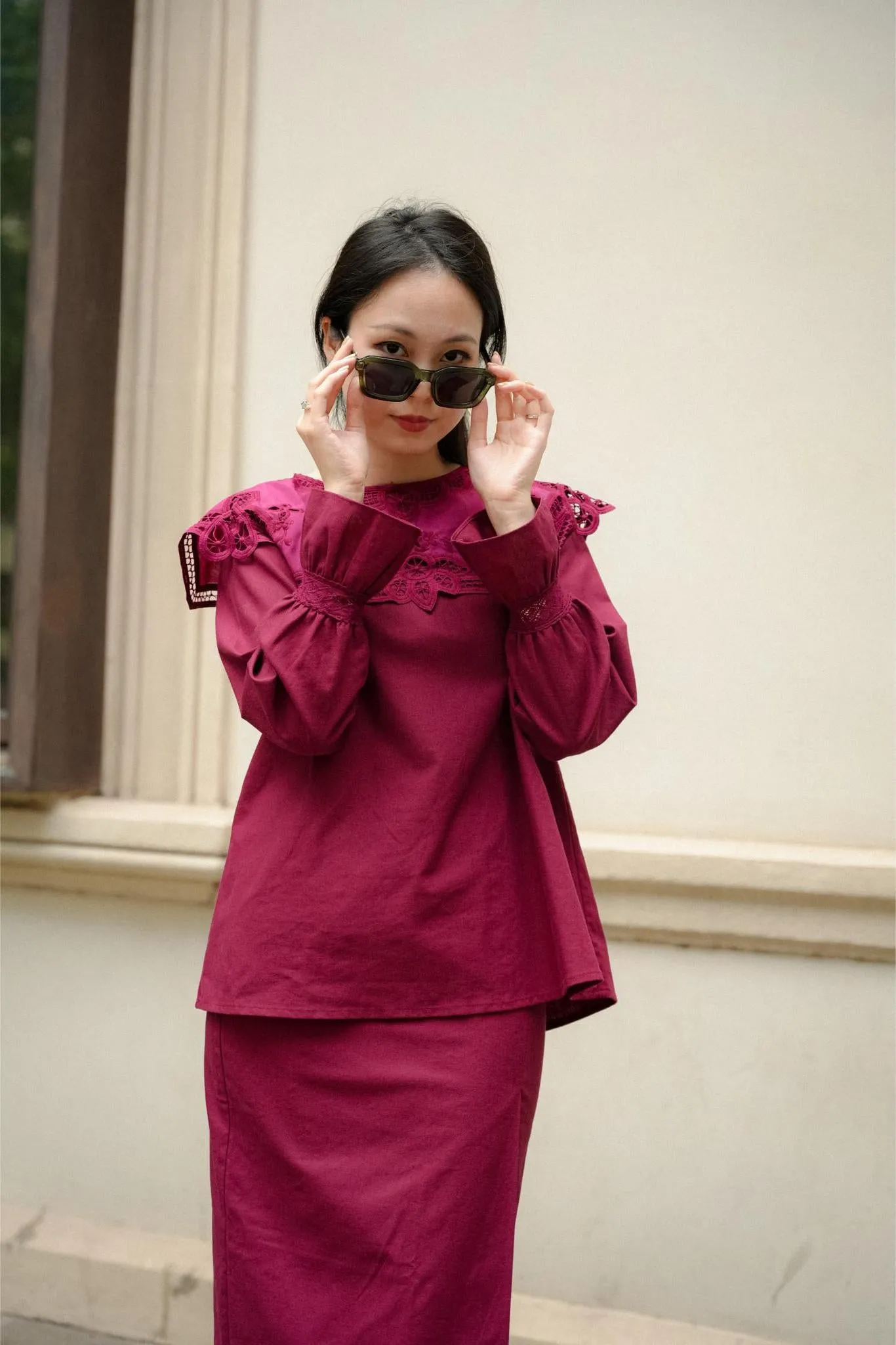 MARGOT KURUNG IN BURGUNDY