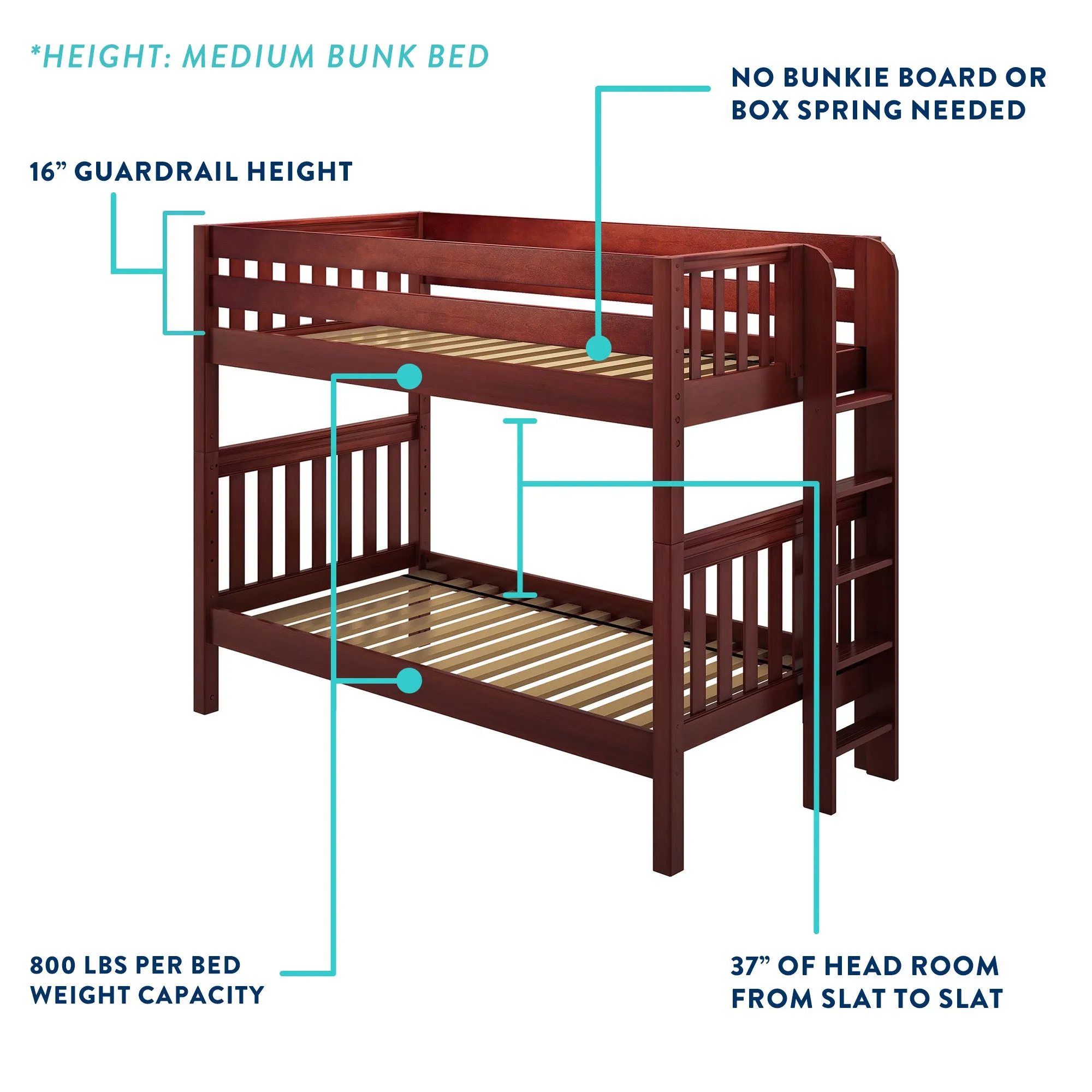 Maxtrix Full Medium Bunk Bed with Stairs and Slide