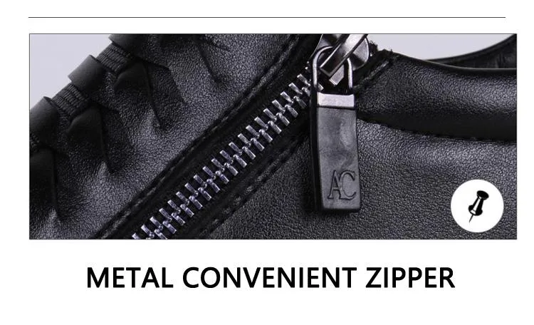 Men Boots Warm Plush Mens Men Snow Boots Zipper Male Ankle Boots Black Cotton Inside Men Shoes