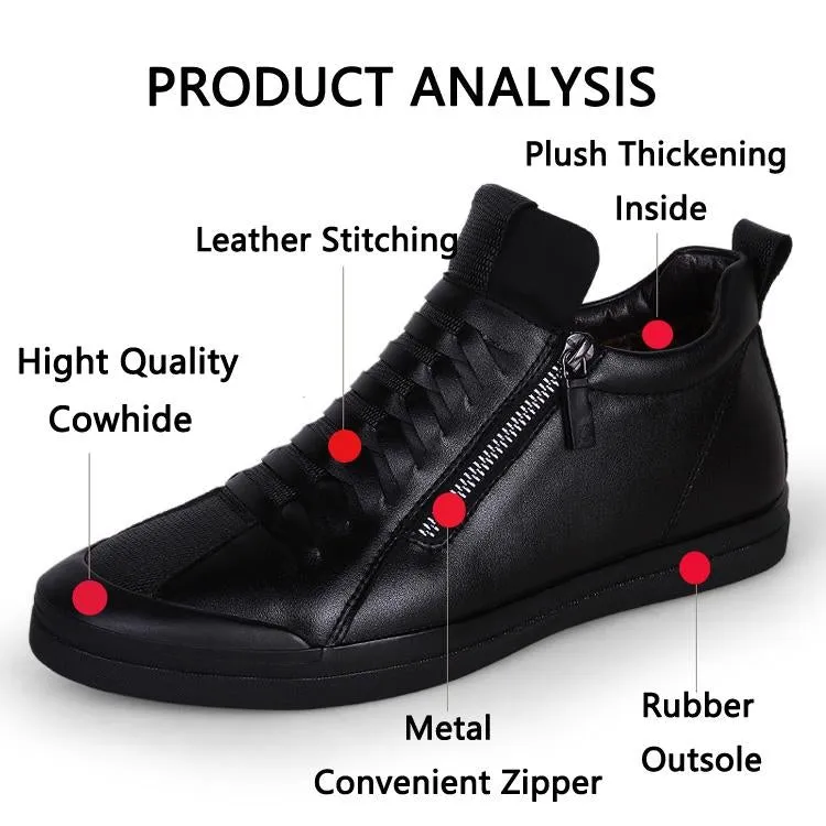 Men Boots Warm Plush Mens Men Snow Boots Zipper Male Ankle Boots Black Cotton Inside Men Shoes