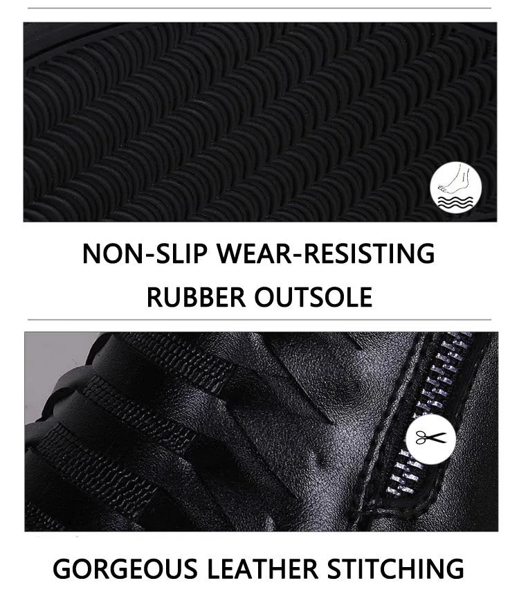 Men Boots Warm Plush Mens Men Snow Boots Zipper Male Ankle Boots Black Cotton Inside Men Shoes