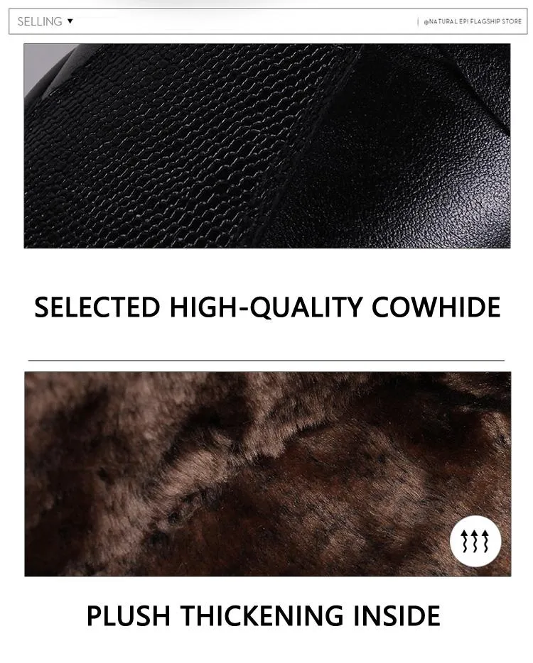 Men Boots Warm Plush Mens Men Snow Boots Zipper Male Ankle Boots Black Cotton Inside Men Shoes