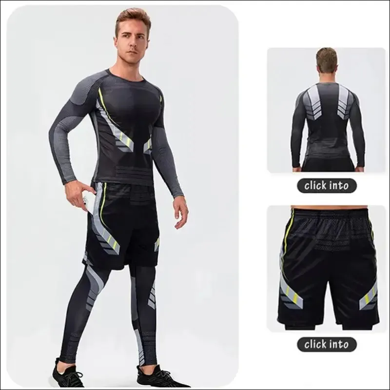 Men's running leggings sportswear quick dry gym fitness tights workout training jogging sports