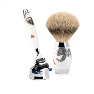 MÜHLE EDITION 3 Pc. Shaving Set, Silvertip Badger / Fusion, Meissen Porcelain