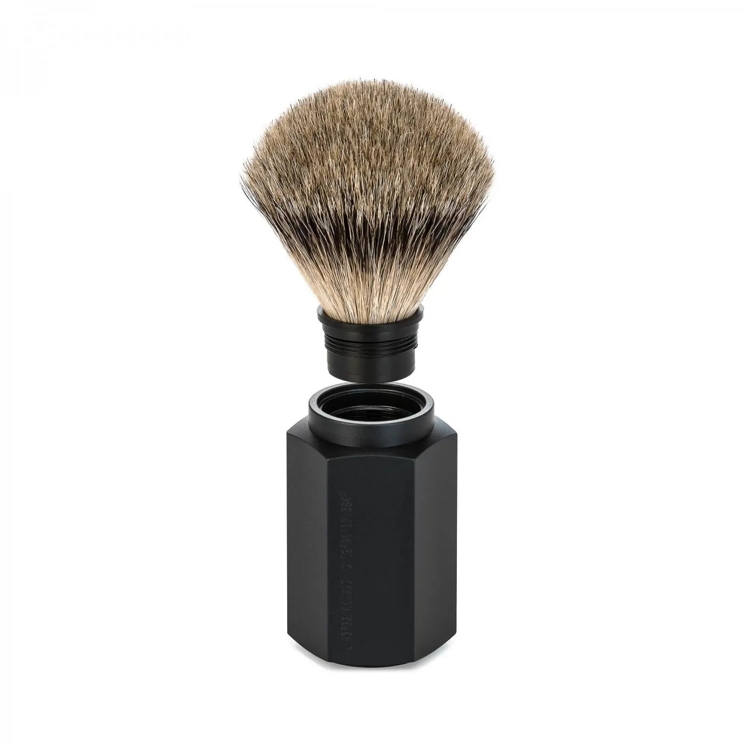 MÜHLE HEXAGON 3 Pc. Shaving Set, Silvertip Badger / Safety Razor, Graphite