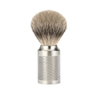 MÜHLE ROCCA Shaving Brush, Silvertip Badger, Matte Stainless Steel