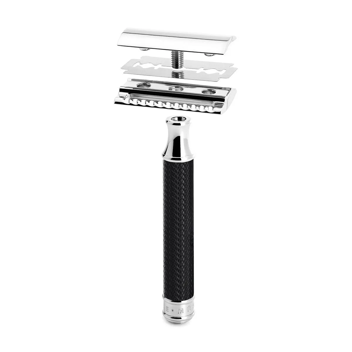 MÜHLE TRADITIONAL 3 Pc. Shaving Set, Silvertip Badger / Safety Razor, Closed Comb, Black/Chrome